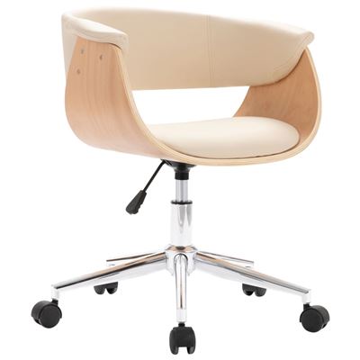 Vidaxl Crema Silla De Comedor Giratoria Madera Curvada Cuero Sintético 8,28 Kg