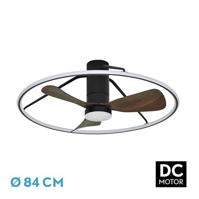 Ventilador De Techo Fabrilamp Dc Oporto Regulable Con Mando A Distancia 56w 3cct 5600lm Negro Y Marrón