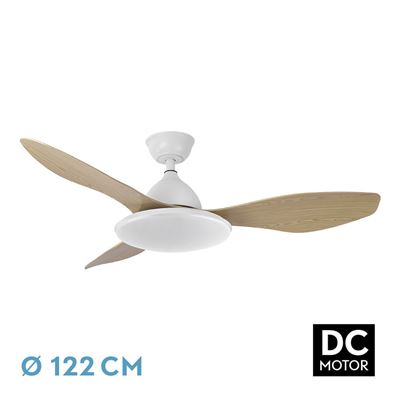 Ventiladpr De Techo Fabrilamp Dc Yael Regulable Con Mando A Distancia Y Temporizador 72w 3cct 7200lm Blanco Y Haya
