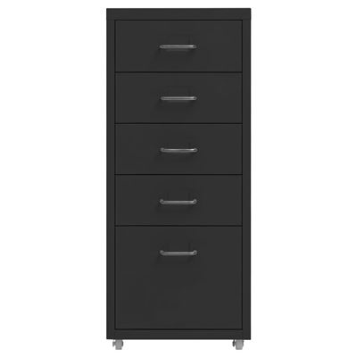 Mueble archivador de metal negro con ruedas