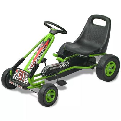 Kart vidaXL con pedales asiento ajustable, Verde