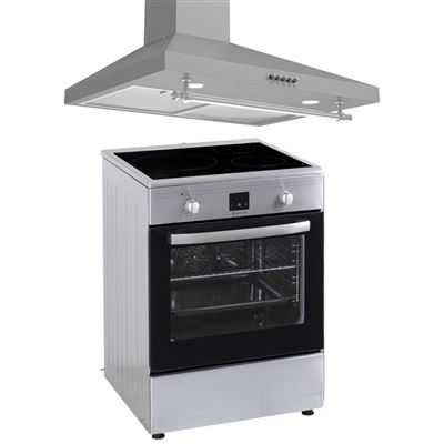 Conjunto Cocina Inducción Solthermic Vti60 Inox 3 Fuegos 60x60cm Crema + Campana Solthermic H60p-i 60cm Inox
