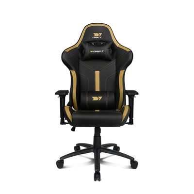 Silla Gaming Drift Gaming Dr350 - Polipiel, Reposabrazos 4d, Ruedas Silenciosas, Pistón Clase 4, Inclinación, Cojin Lumbar/cervical, Color Negro/dorado