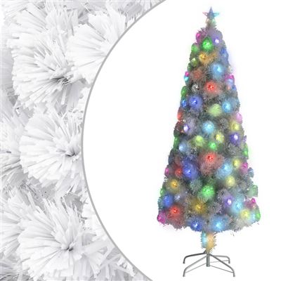 Árbol de Navidad artificial vidaXL con LED blanco fibra óptica 210 cm