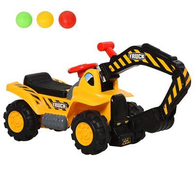 Excavadora juguete Homcom amarillo 98x30x46 cm PP y HDPE