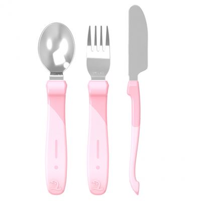 Set De Cubiertos 12m+ Twistshake, Modelo Rosa Pastel