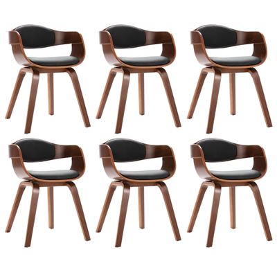 Vidaxl Negro Sillas De Comedor 6 Unidades Madera Curvada Y Cuero