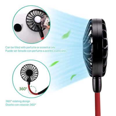 Mini ventilador dual diadema cuello con bateria recargable