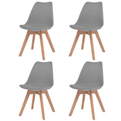 Vidaxl Gris Sillas De Comedor 4 Unidades Cuero Sintético