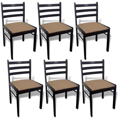 Vidaxl Marrón Sillas De Comedor 6 Unidades Madera Maciza Y Terciopelo