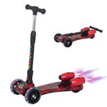 Patinete Plegable Homcom Altura Ajustable 63-81cm Rociador Agua Musica Luce Rojo