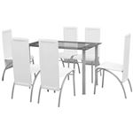 Conjunto de Comedor vidaXL de siete piezas Blanco