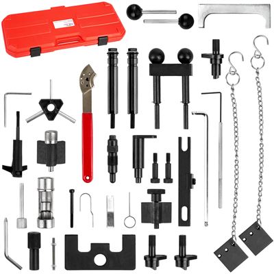 Kit de herramientas para mantenimiento y cambio de correa de distribución + maletín , Negro