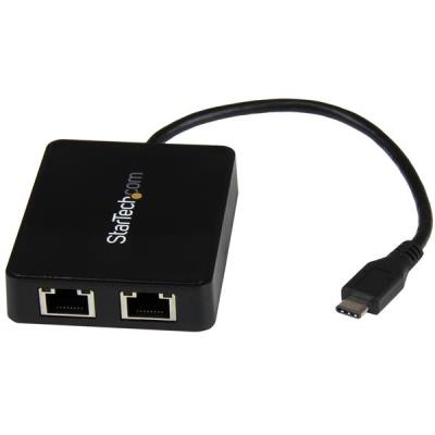 Startech Adaptador De Red Usb-C Con Dos Puertos Ethernet Gigabit Y Puerto Adicional Usb (Type-A)