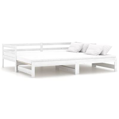 Vidaxl Blanco Sofá Cama Extraíble Madera Maciza De Pino 2X(90X200)Cm 25,4Kg