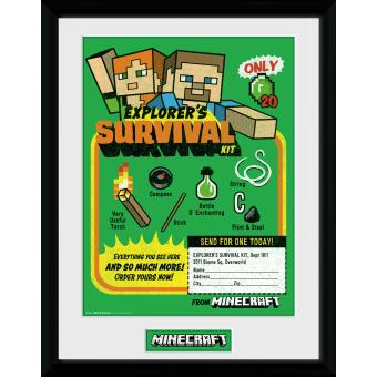 Fotografía enmarcada Minecraft Kit de supervivencia 30x40 cm