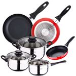 Batería Cocina 5pcs Acero Inox San Ignacio y 3 Sartenes (Ø16/20/24) Nylon