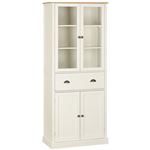 Alacena de cocina con 2 puertas de vidrio Homcom 76x40x182,5cm crema