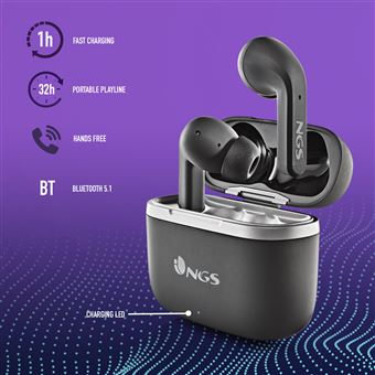 Auriculares NGS ARTICA CROWN BLACK hasta 32 horas microfono de