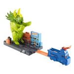 HOT WHEELS CITY - Triceratops Attack - Triceratops Small Car Thruster - 1 auto incluido