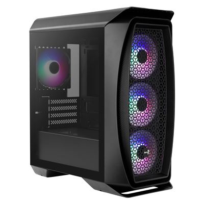 Caja PC MicroATX Aerocool AEROONEMINIFROST Negra, 4 Ventiladores, 2 Paneles