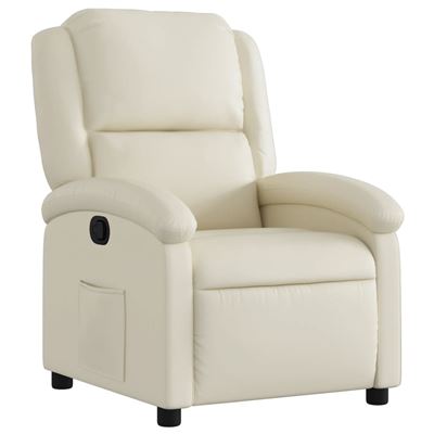 Vidaxl Crema Sillón Reclinable De Cuero Sintético