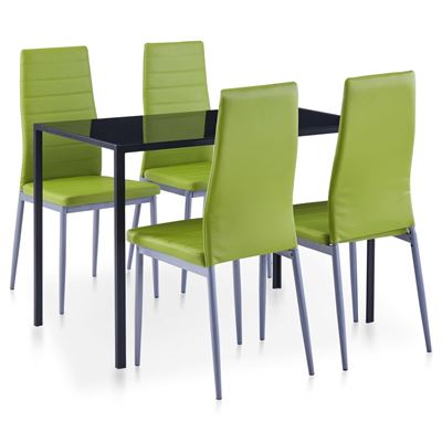 Vidaxl Verde Conjunto De Mesa Y Sillas De Comedor 5 Piezas