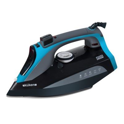 Plancha De Vapor Kuken 2800w Suela Ceramica Azul Y Gris