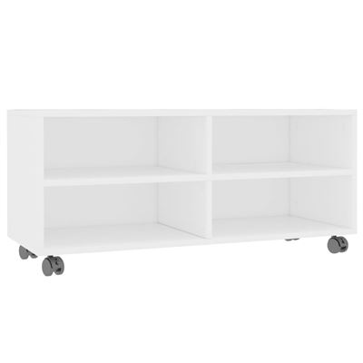 Mueble Para Tv Vidaxl Con Ruedas Aglomerado Blanco 90x35x35