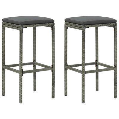 Vidaxl Gris Taburetes De Cocina Con Cojines 2 Uds Ratán Sintético