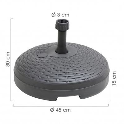 Base Sombrilla Resina Simil Ratan Ø45X15 Cm. 20 Litros Antracita