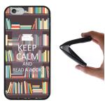 Funda iPhone 6 6S, WoowCase Funda Silicona Gel Flexible Keep Calm and Read a Book, Carcasa Case - Negro