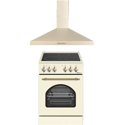 Conjunto Cocina Vitrocerámica Solthermic Vtc50crema 3 Fuegos 50x50cm Crema + Campana Solthermic H60p-c 60cm Crema