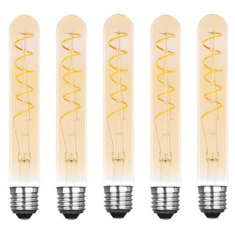 XQ-LITE Juego de 5 bombillas de filamento LED E27 Tubo de 2.5 W, equivalente a 15 W XQ1710