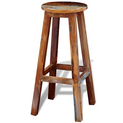 Taburete Vidaxl De Cocina De Madera Maciza Reciclada