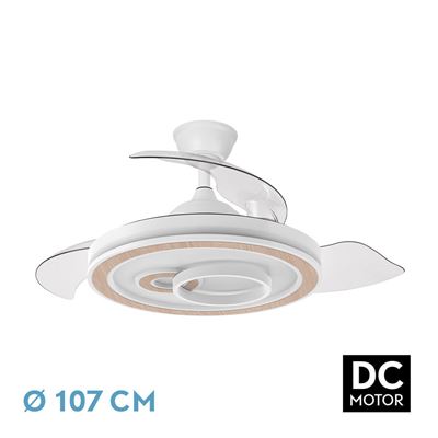 Ventilador De Techo Fabrilamp Dc Sultán Regulable Con Mando A Distancia 68w 3cct 4960lm Blanco Y Haya