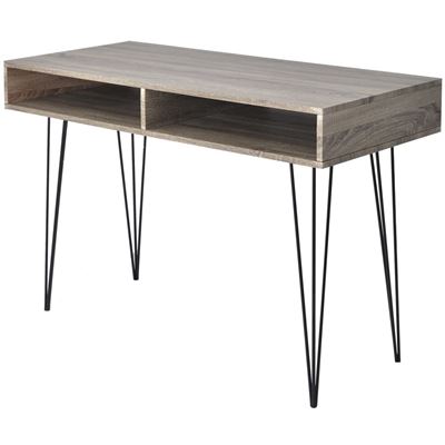 Vidaxl Gris Escritorio Con 2 Compartimentos