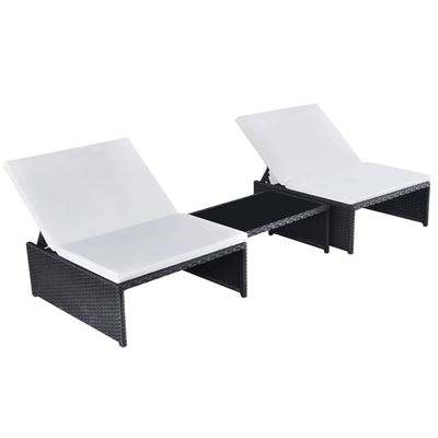 Conjunto De Salón Jardín 2 Asientos, Poli Ratán Negro