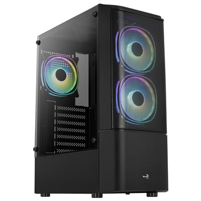 Aerocool Caja Gaming Atx Quantummeshv3 Cristal Templado + Frontal Mesh, 3X Ventilador Rgb