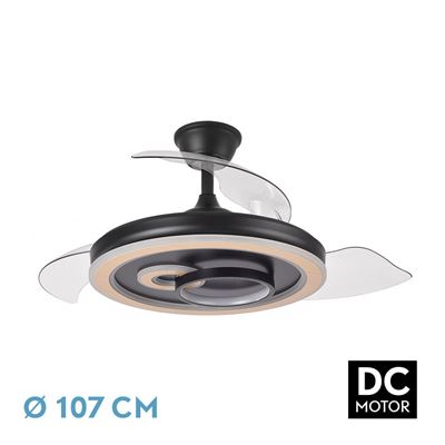 Ventilador De Techo Fabrilamp Dc Sultán Regulable Con Mando A Distancia 68w 3cct 4960lm Negro Y Madera