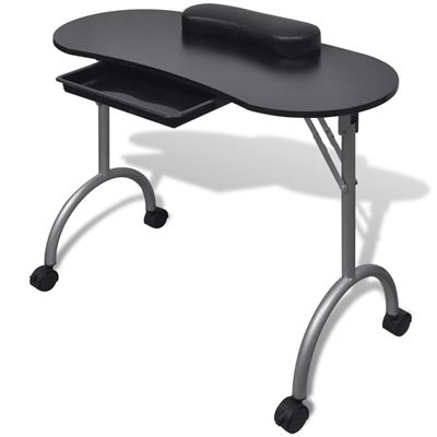 Mesa De Manicura Plegable Con Ruedas, Negro