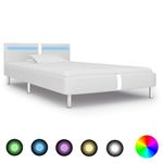 Estructura de cama con LED de cuero sintético blanco 90x200 cm - vidaXL