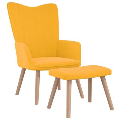 Vidaxl Amarillo/Mostaza Silla De Relajación Con Reposapiés Terciopelo 9,5 Kg