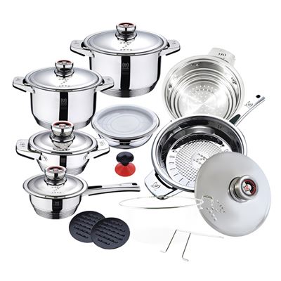 Batería De Cocina Klack De 16 Piezas En Acero Inoxidable Compatible Con Inducción