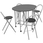 Conjunto de Comedor vidaXL plegable 5 piezas MDF Negro