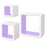 Vidaxl 3 Estanterías mdf blanco y morado suspendidas para almacenar librosdvd conjunto de 242172