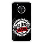 Funda Transparente para Lenovo Motorola Moto G5, Diseño Fitness frase motivacional - No Pain No Gain, TPU