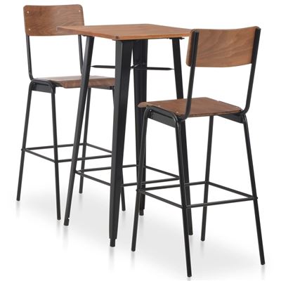 Vidaxl Negro Conjunto De Mesa Alta Con Taburetes 3 Piezas