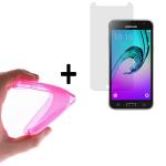 WoowCase | Funda Gel Flexible para [ Samsung Galaxy J3 - J3 2016 ] [ +1 Protector Cristal Vidrio Templado ] Ultra Resistente contra Arañazos y Golpes Dureza 9H, PACK Carcasa Case Silicona TPU Suave Rosa