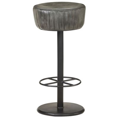 Vidaxl Gris Taburete De Cocina De Cuero Envejecido